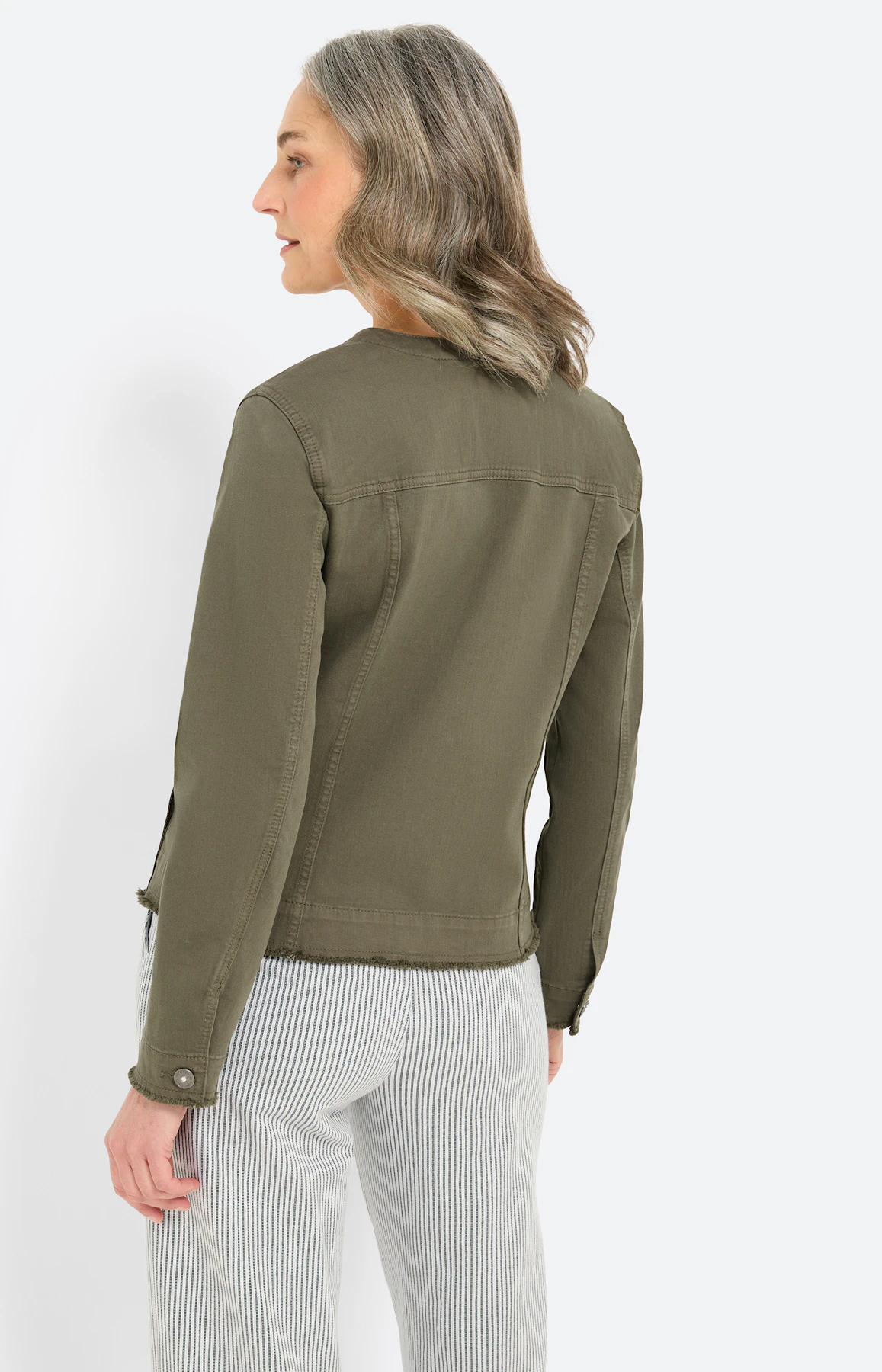 Blazer van denim, donkergroen