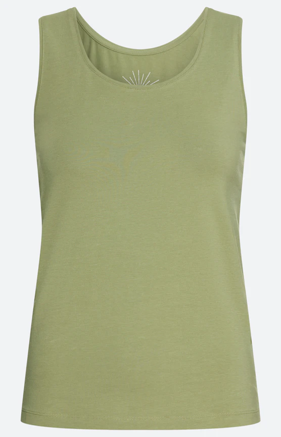 Top met ronde hals, lichtkaki
