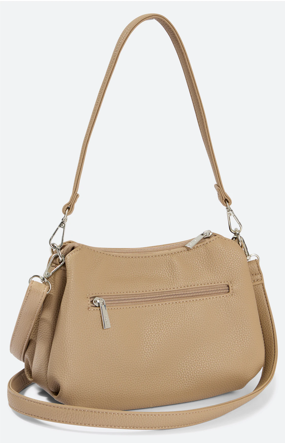 Schoudertas met rits, lichtbruin