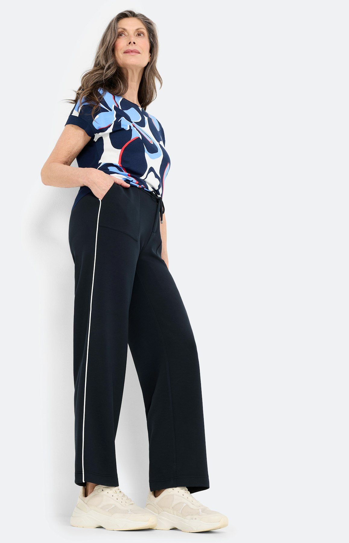 Marlene-broek van jersey 30 inch, marine