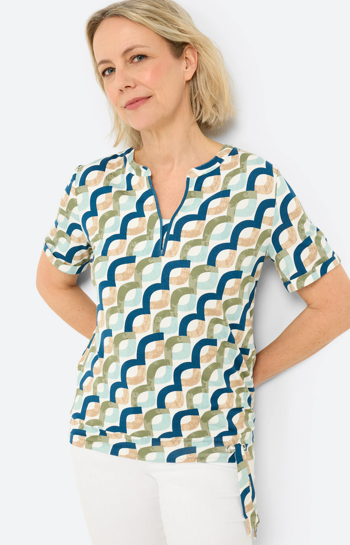 T-shirt met print all-over, petrol