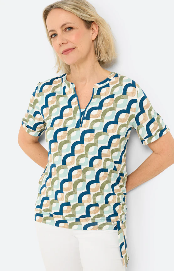T-shirt met print all-over, petrol