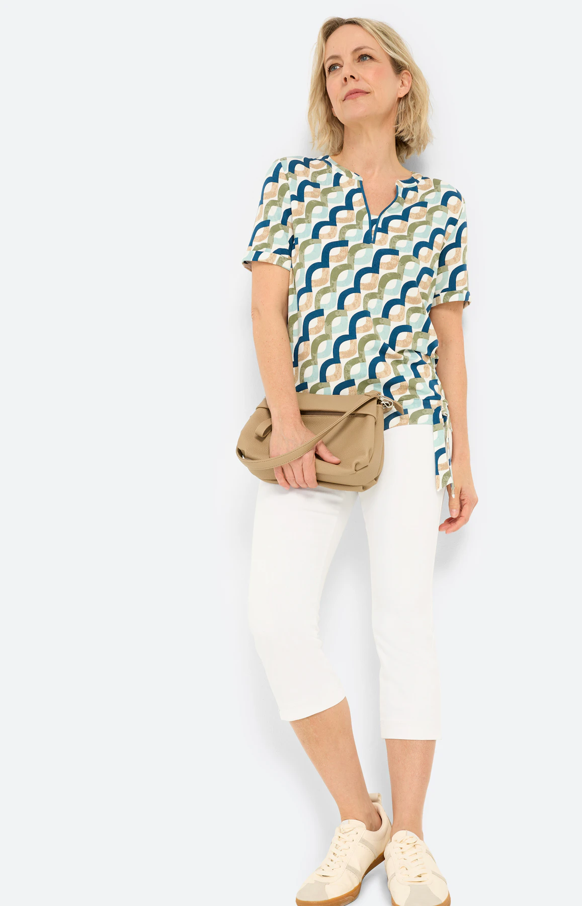 T-shirt met print all-over, petrol