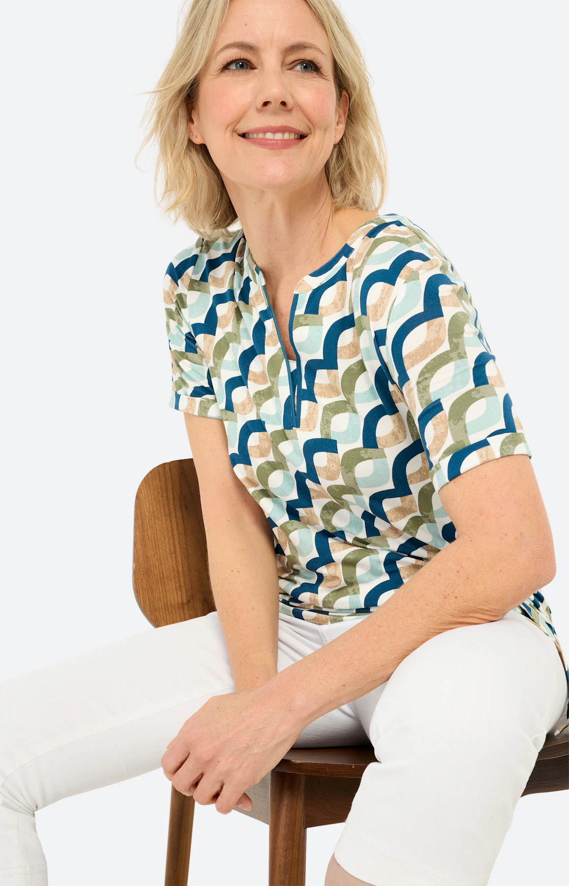 T-shirt met print all-over, petrol