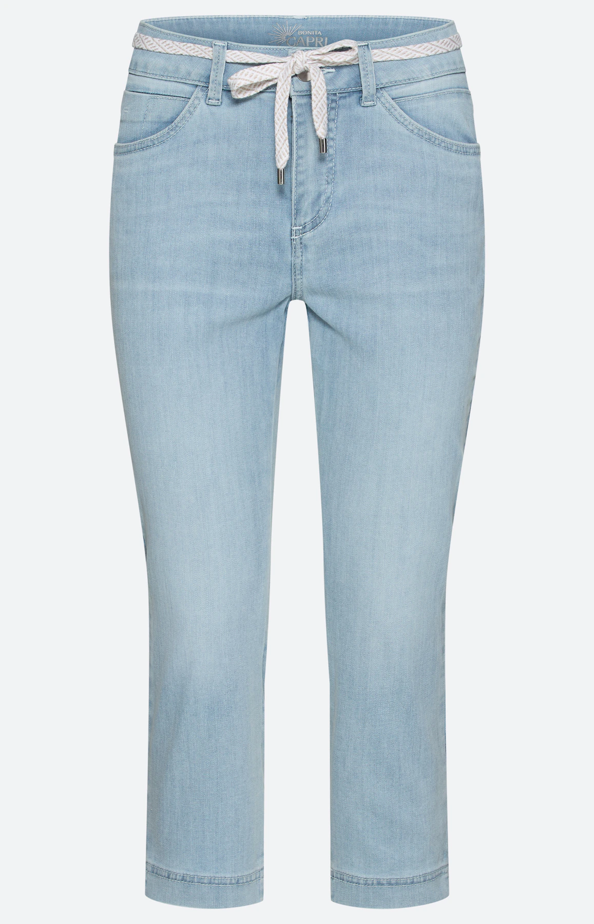Capri-jeans, bindceintuur, light denim