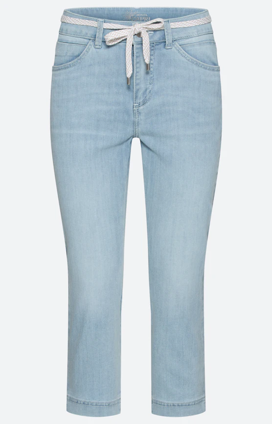 Capri-jeans, bindceintuur, light denim