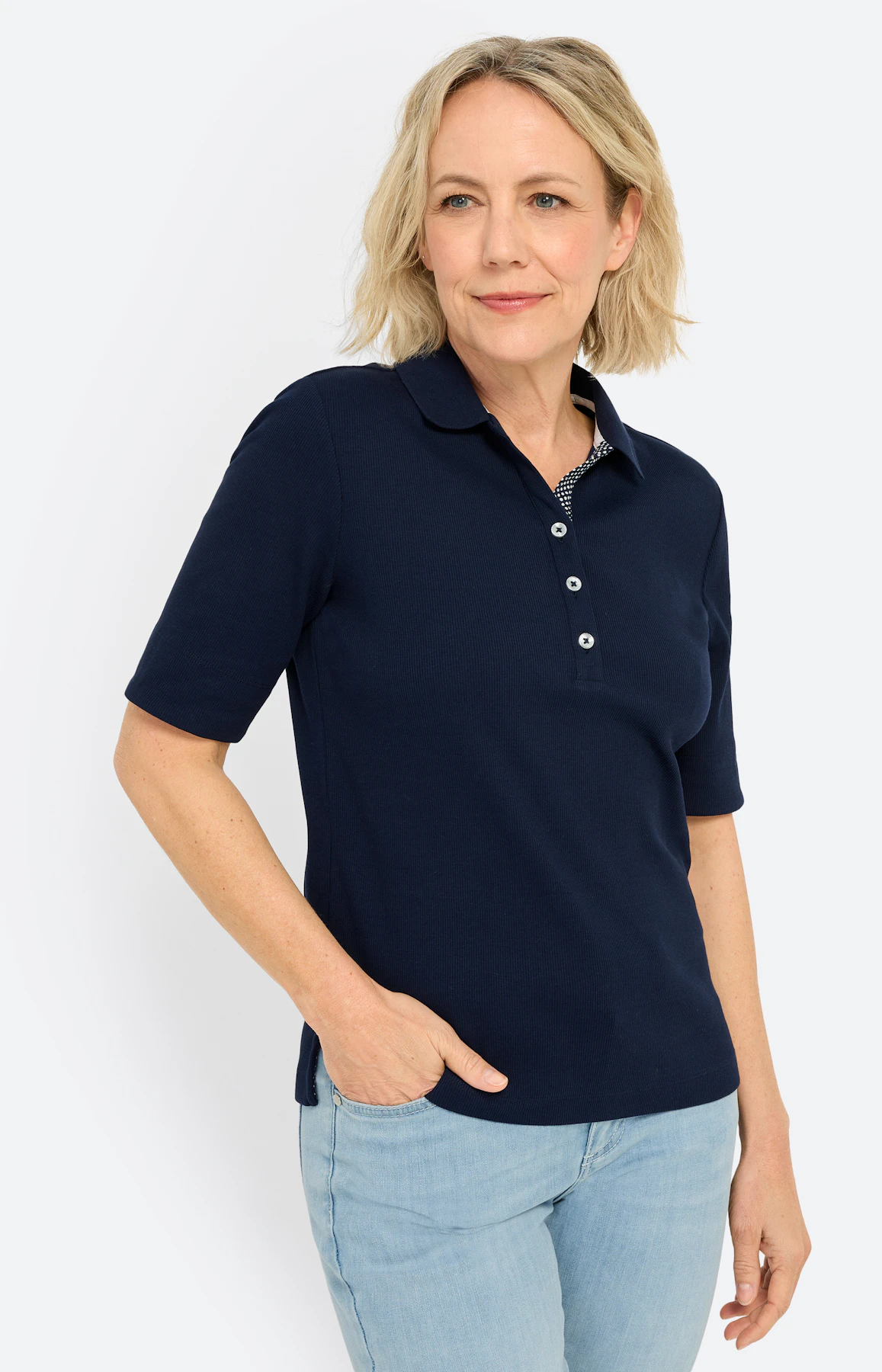 Poloshirt met knoopsluiting, navy