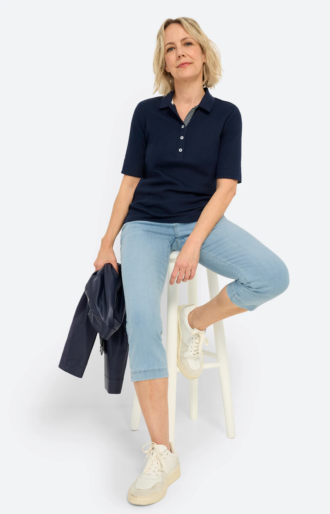 Poloshirt met knoopsluiting, navy