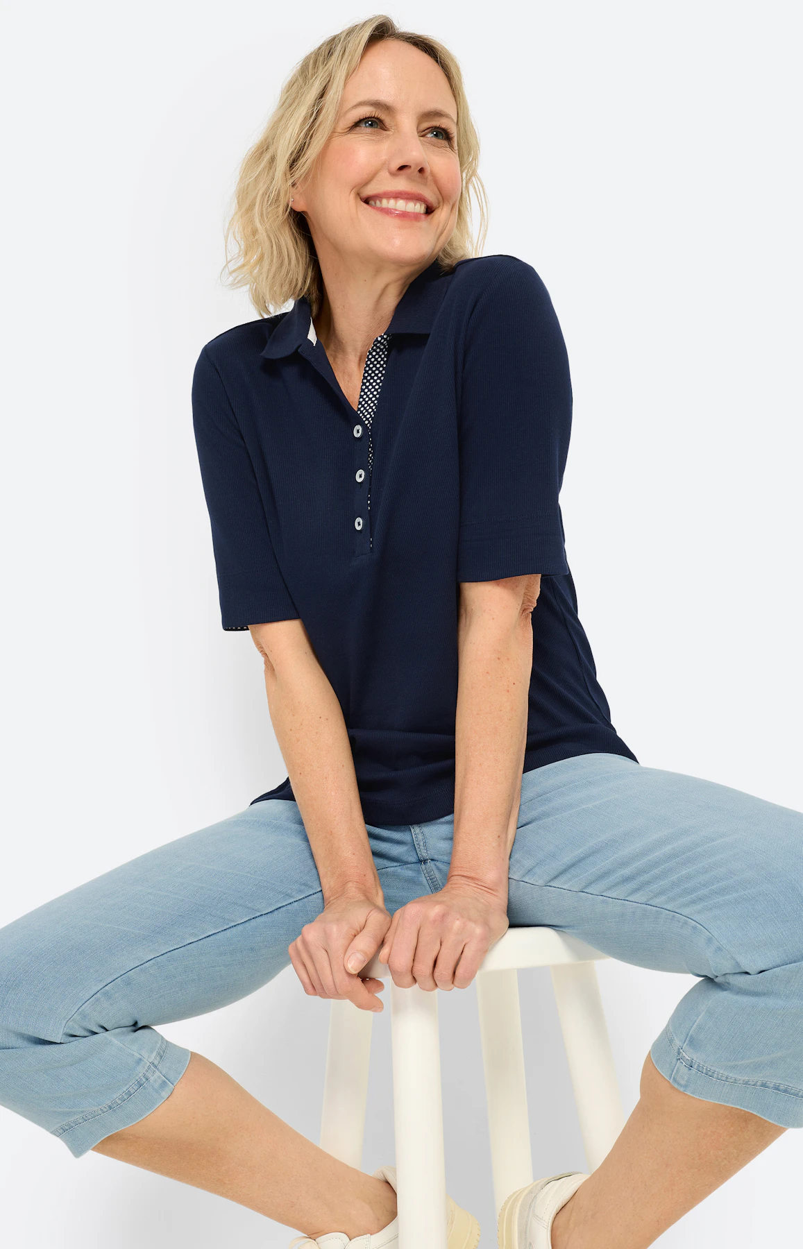 Poloshirt met knoopsluiting, navy