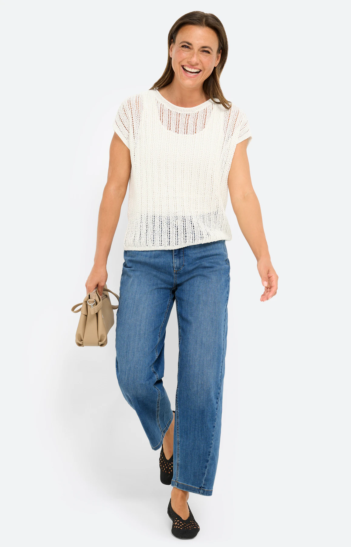 Slip-over met ajourmotief, wit