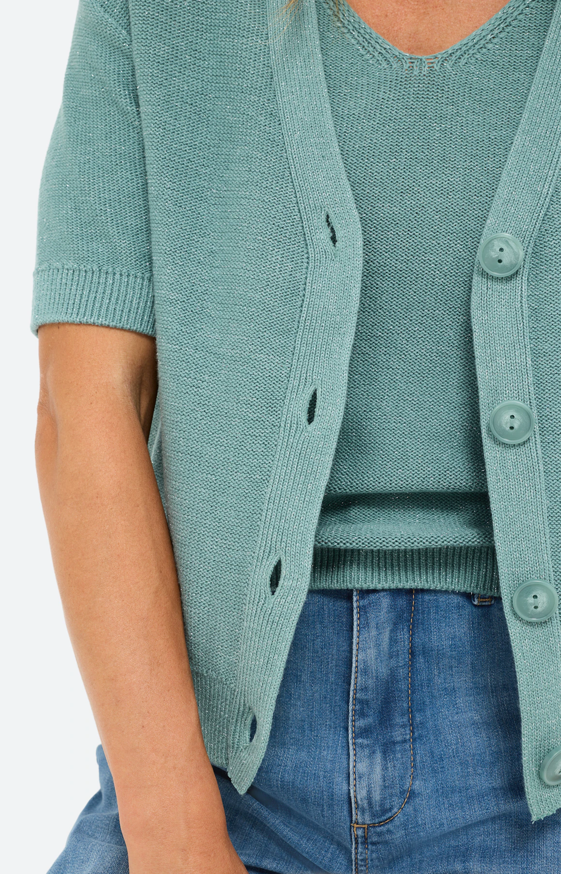 Cardigan met korte mouwen, aqua