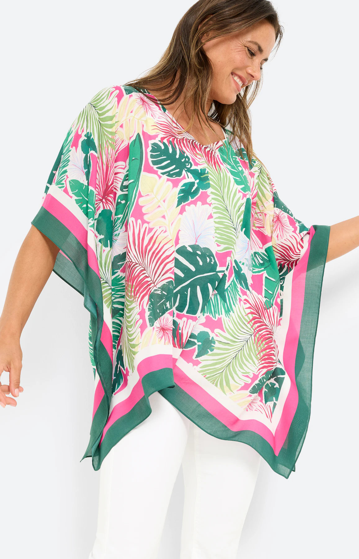 Tuniek met tropische print, pink