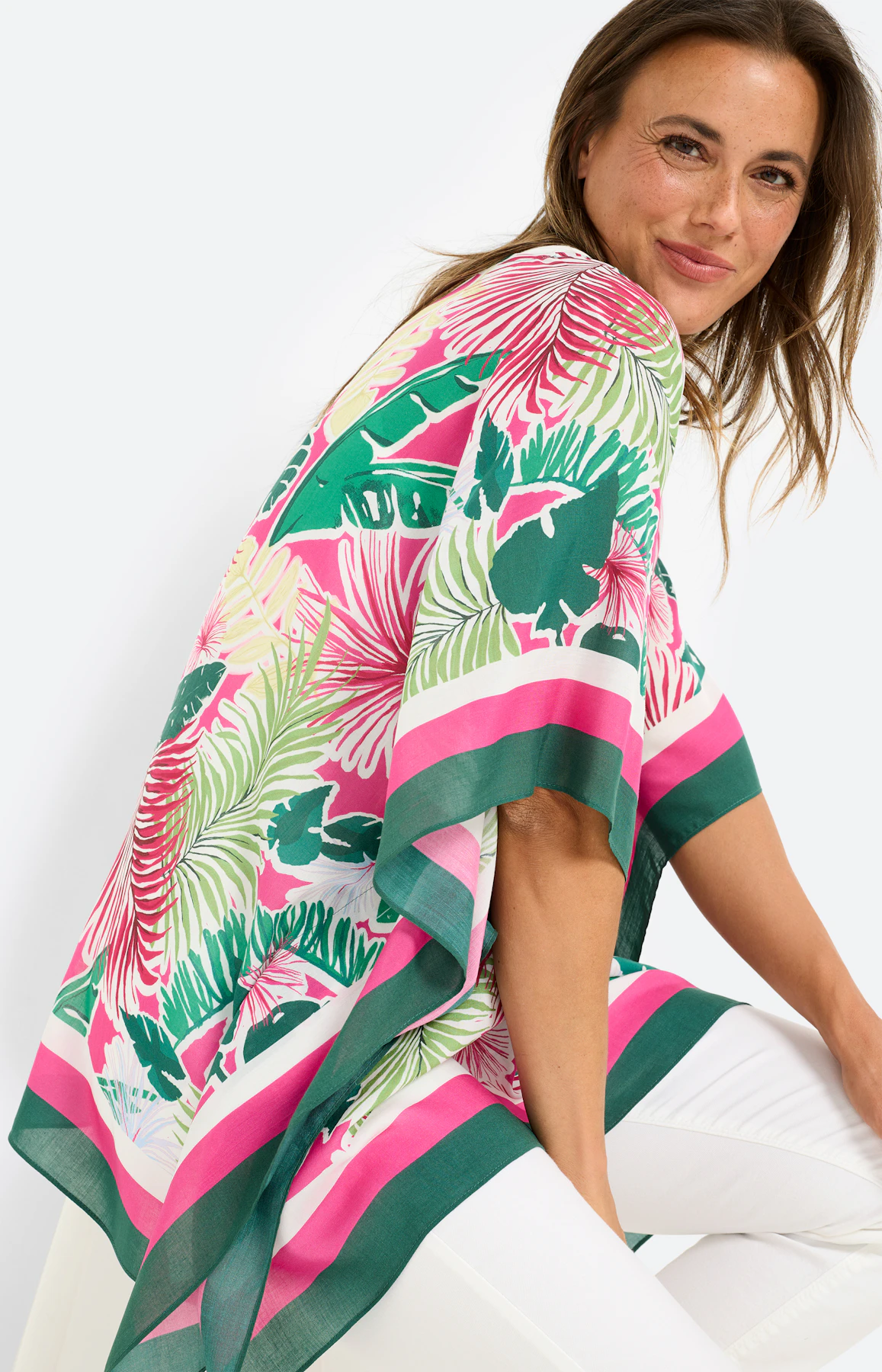 Tuniek met tropische print, pink