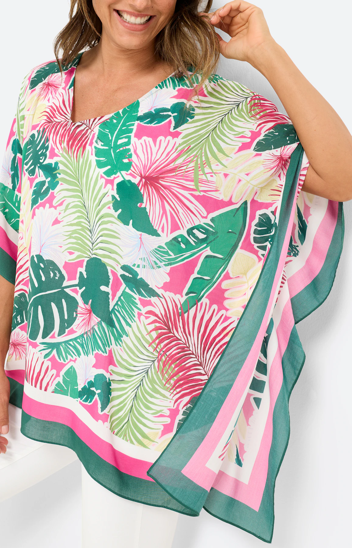 Tuniek met tropische print, pink