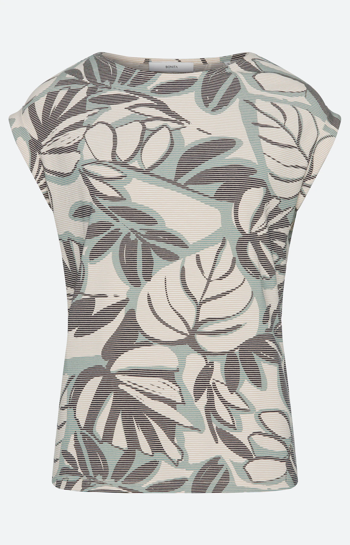 Shirt met bladerprint, aqua