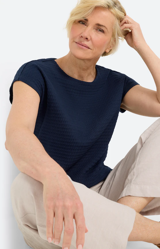 T-shirt met structuur, navy