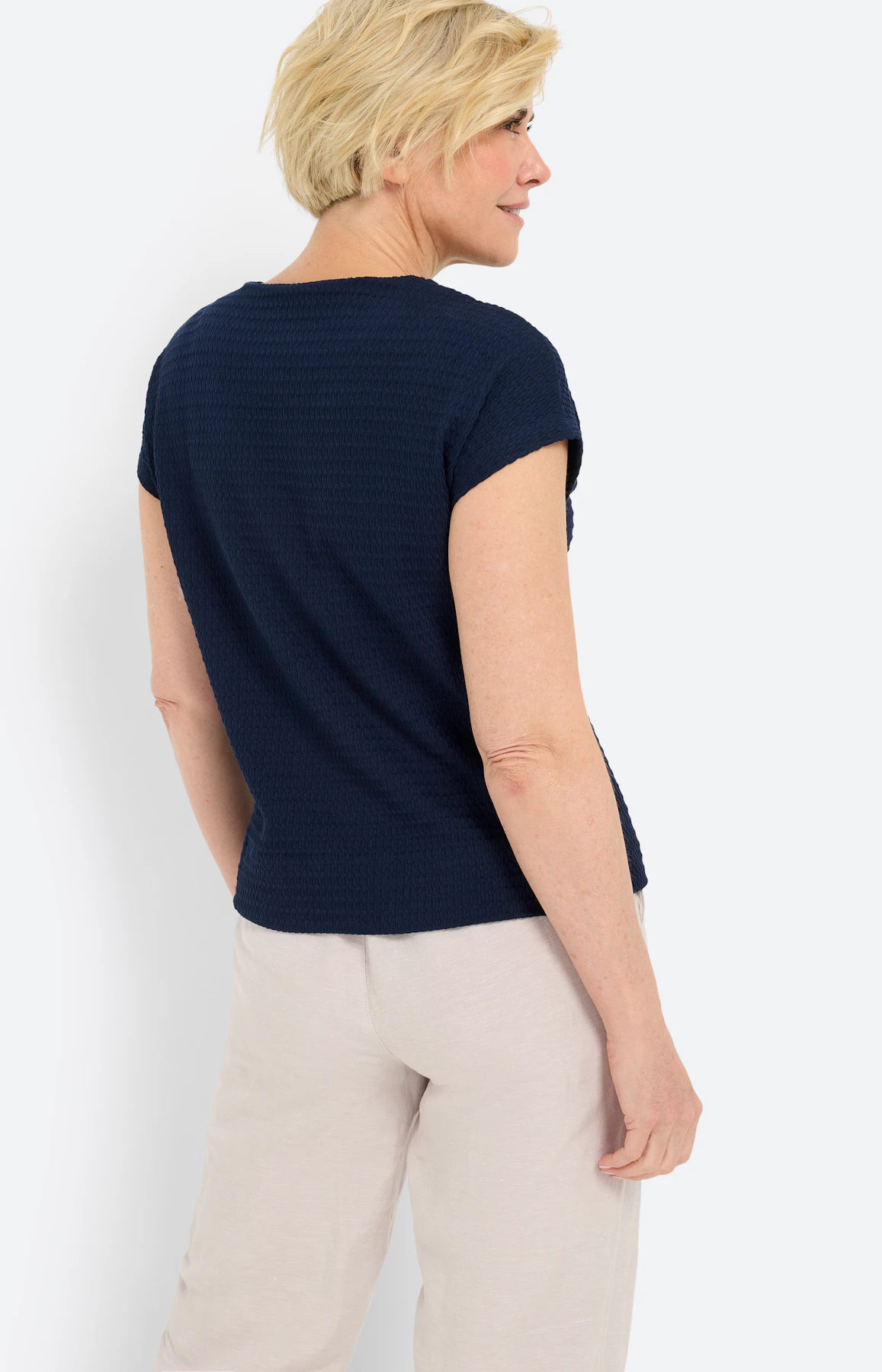 T-shirt met structuur, navy