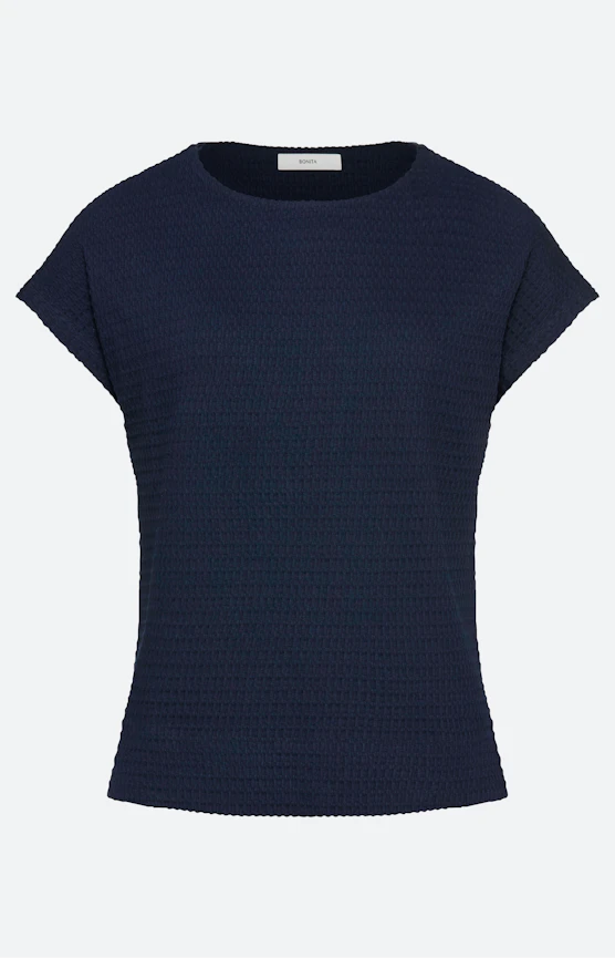 T-shirt met structuur, navy