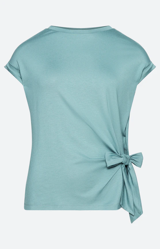 T-shirt met knoopdetail, aqua