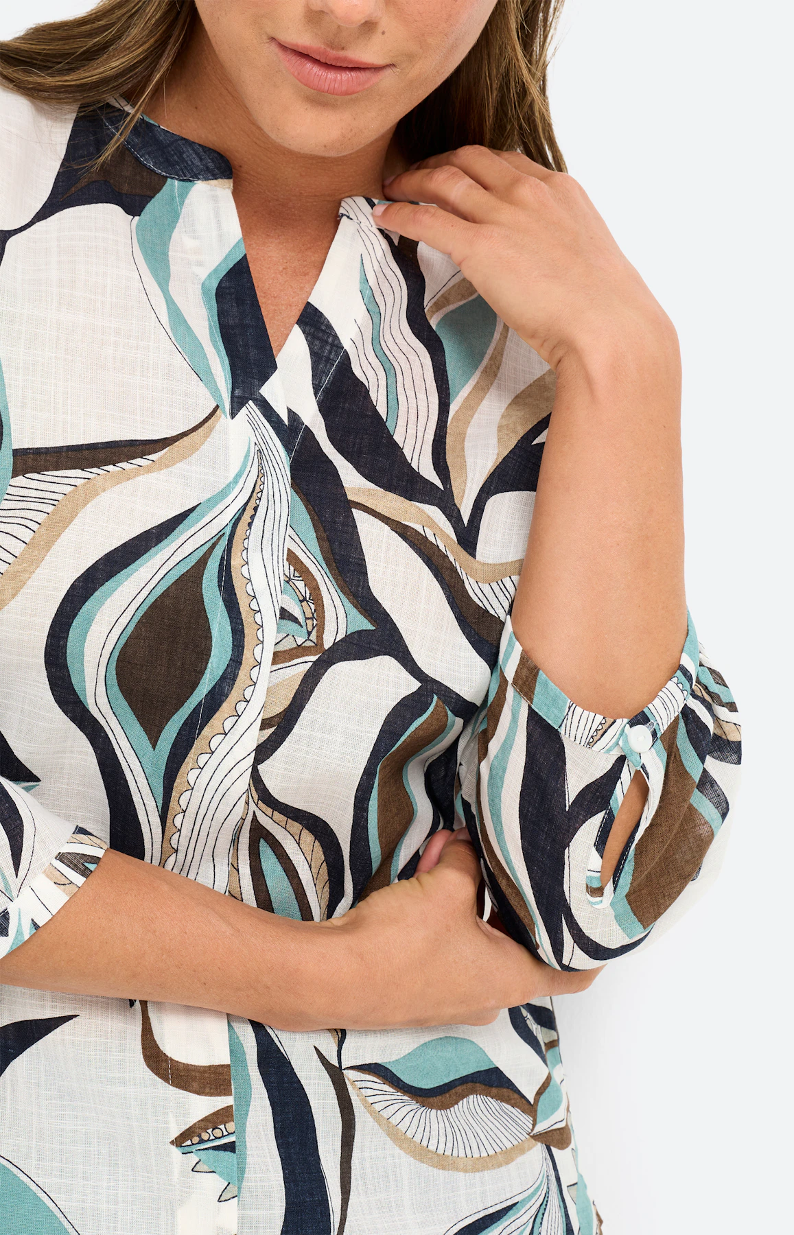 Blouse met botanische print, wit