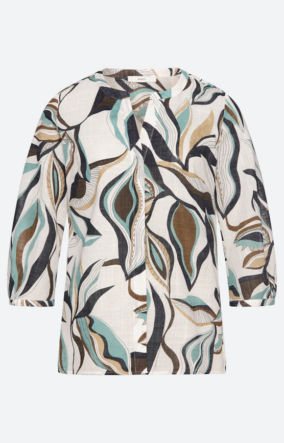 Bluse mit Botanik-Print, weiß