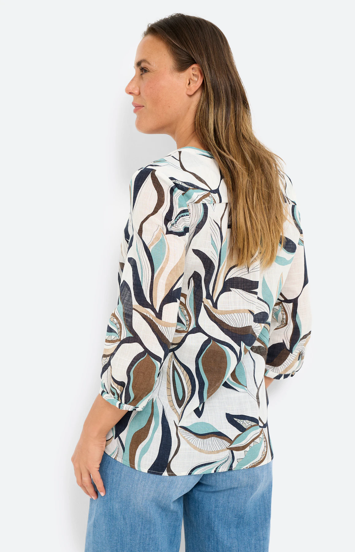 Blouse met botanische print, wit