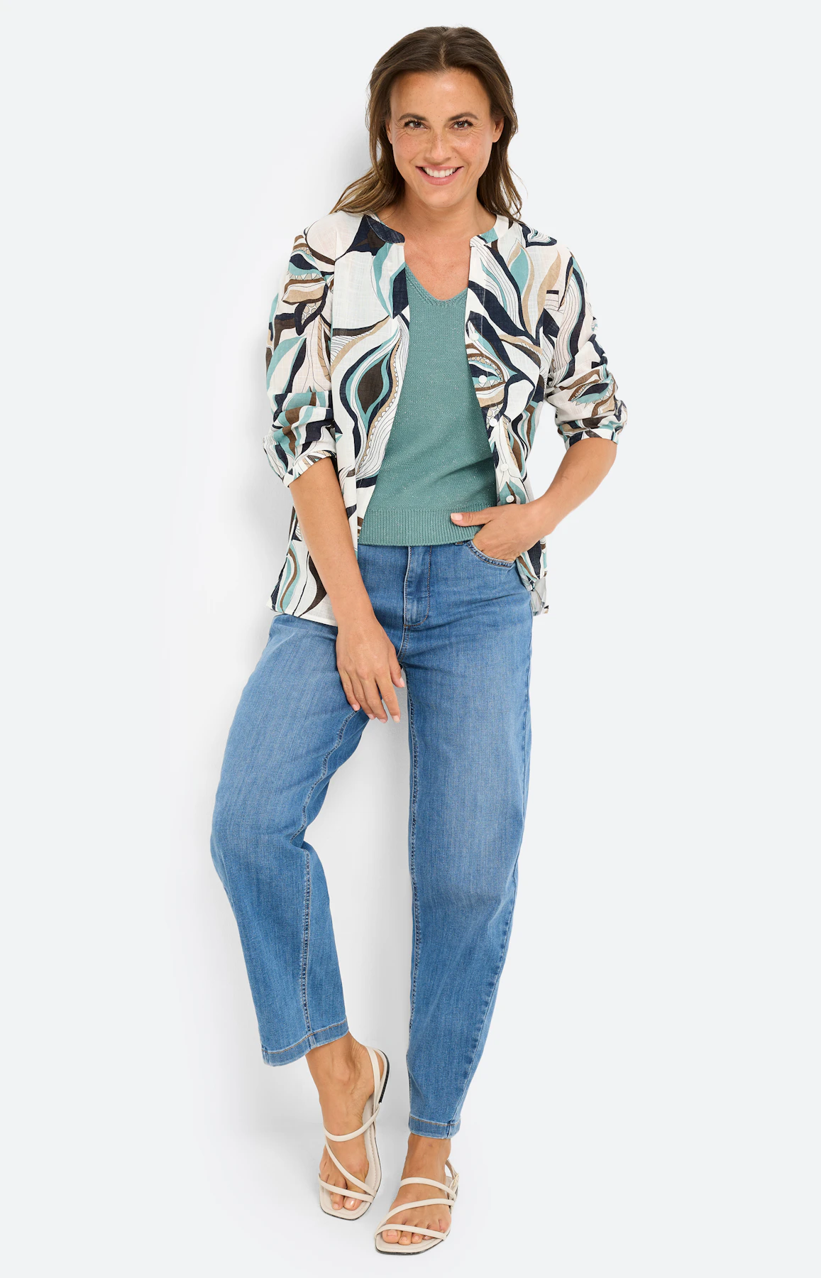 Blouse met botanische print, wit