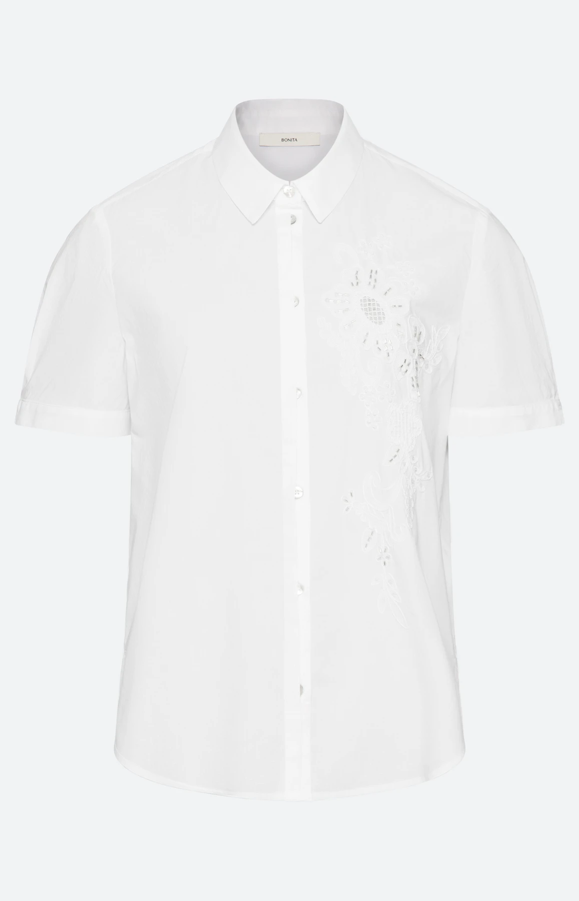 Bluse mit Lochstickerei, weiß