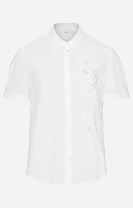 Bluse mit Lochstickerei, weiß
