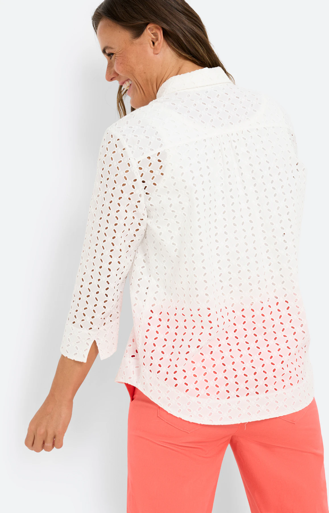 Twinset blouse met ajourborduursel, wit