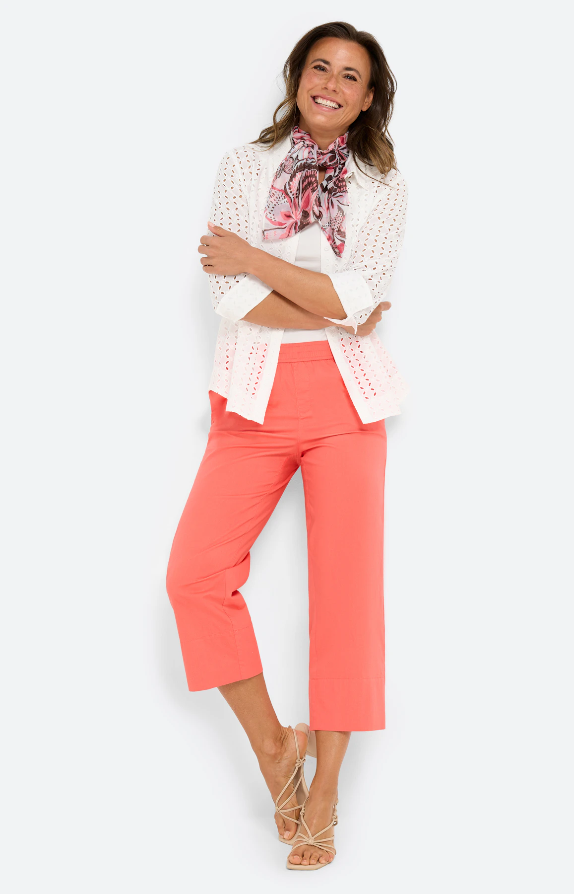 Twinset blouse met ajourborduursel, wit
