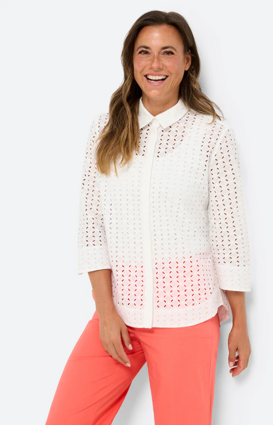 Twinset blouse met ajourborduursel, wit