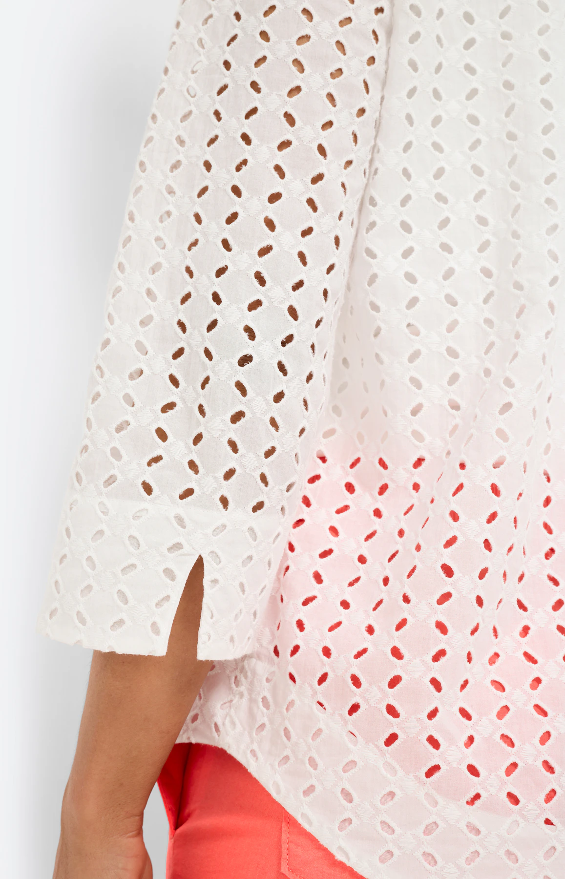 Twinset blouse met ajourborduursel, wit