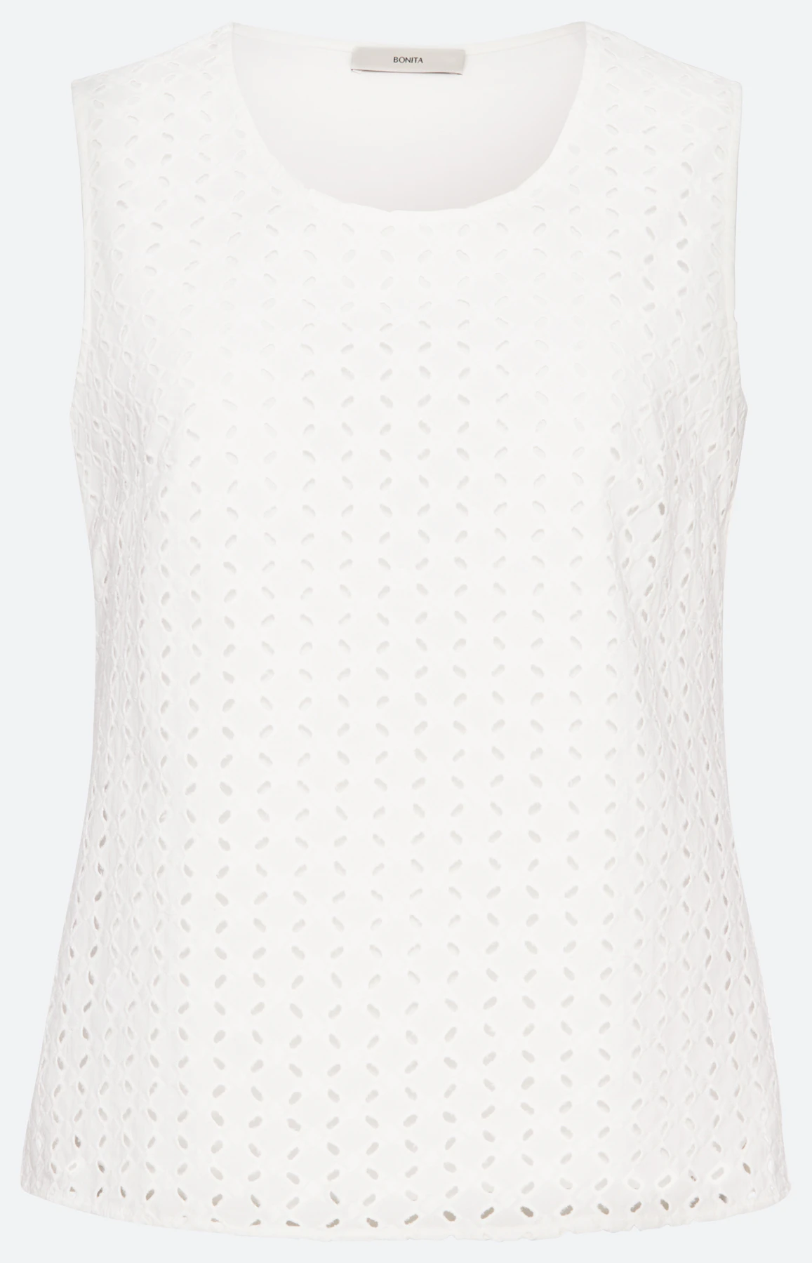 Twinset top met ajourborduursel, wit