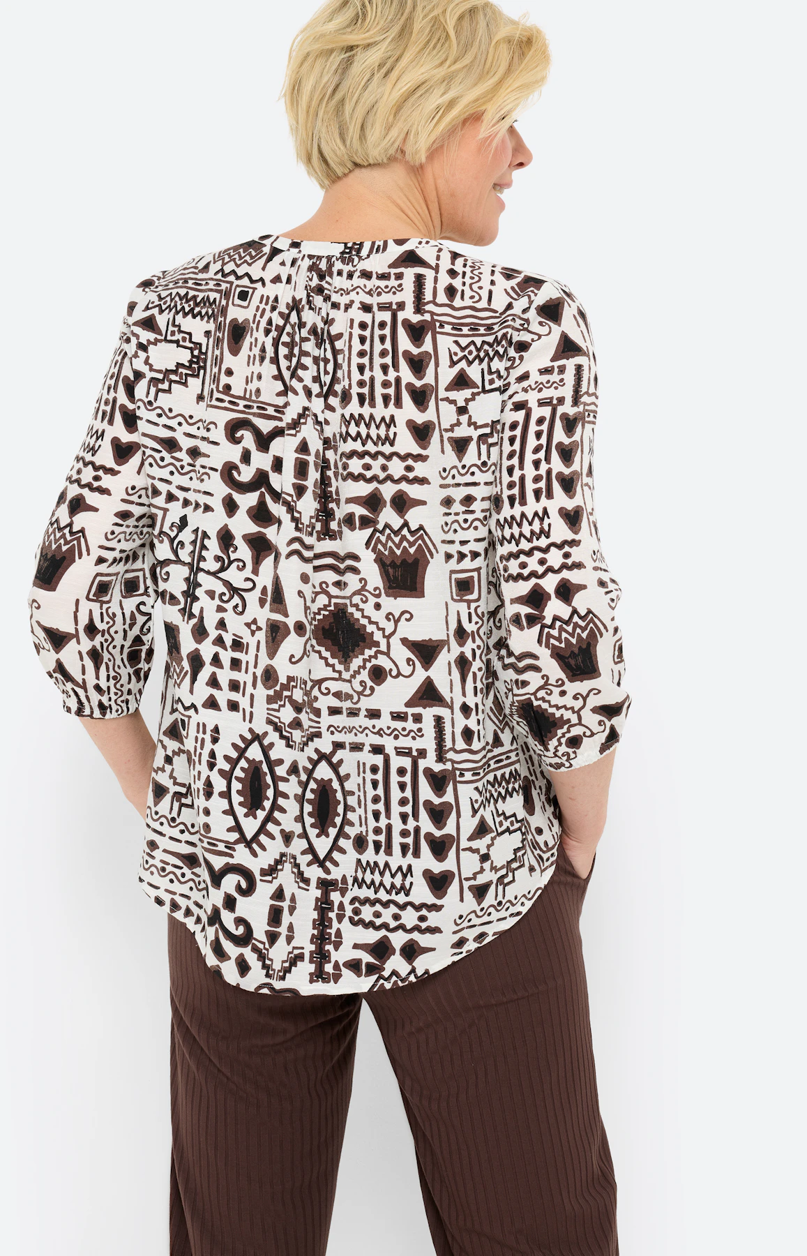Blouse met kwastdetail, bruin