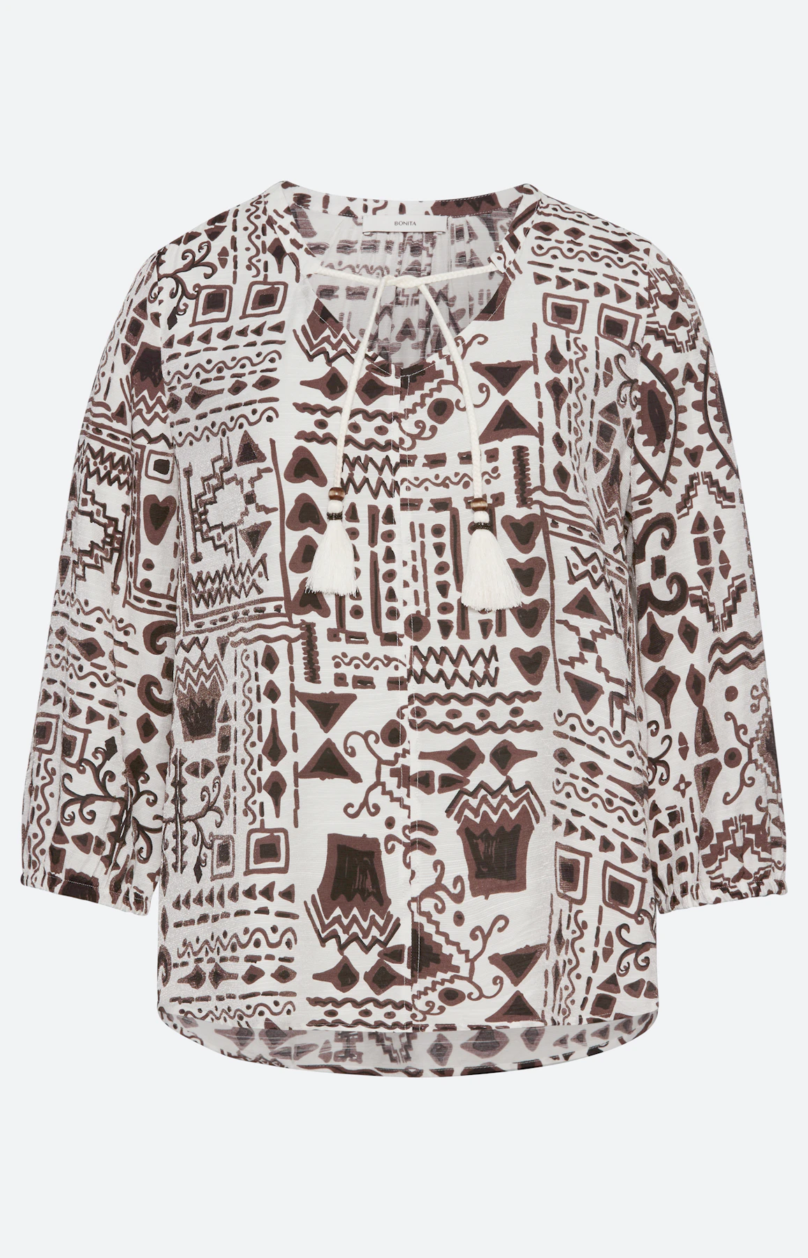 Blouse met kwastdetail, bruin