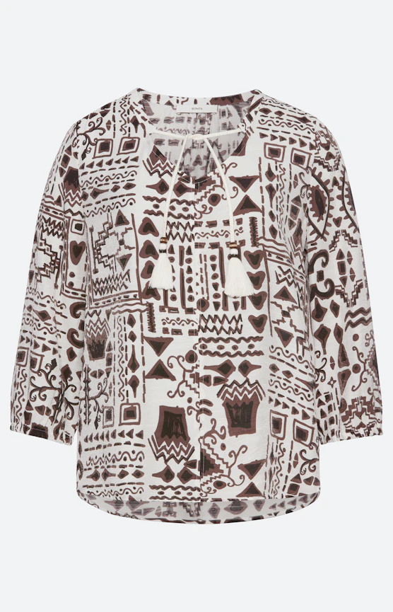 Blouse met kwastdetail, bruin