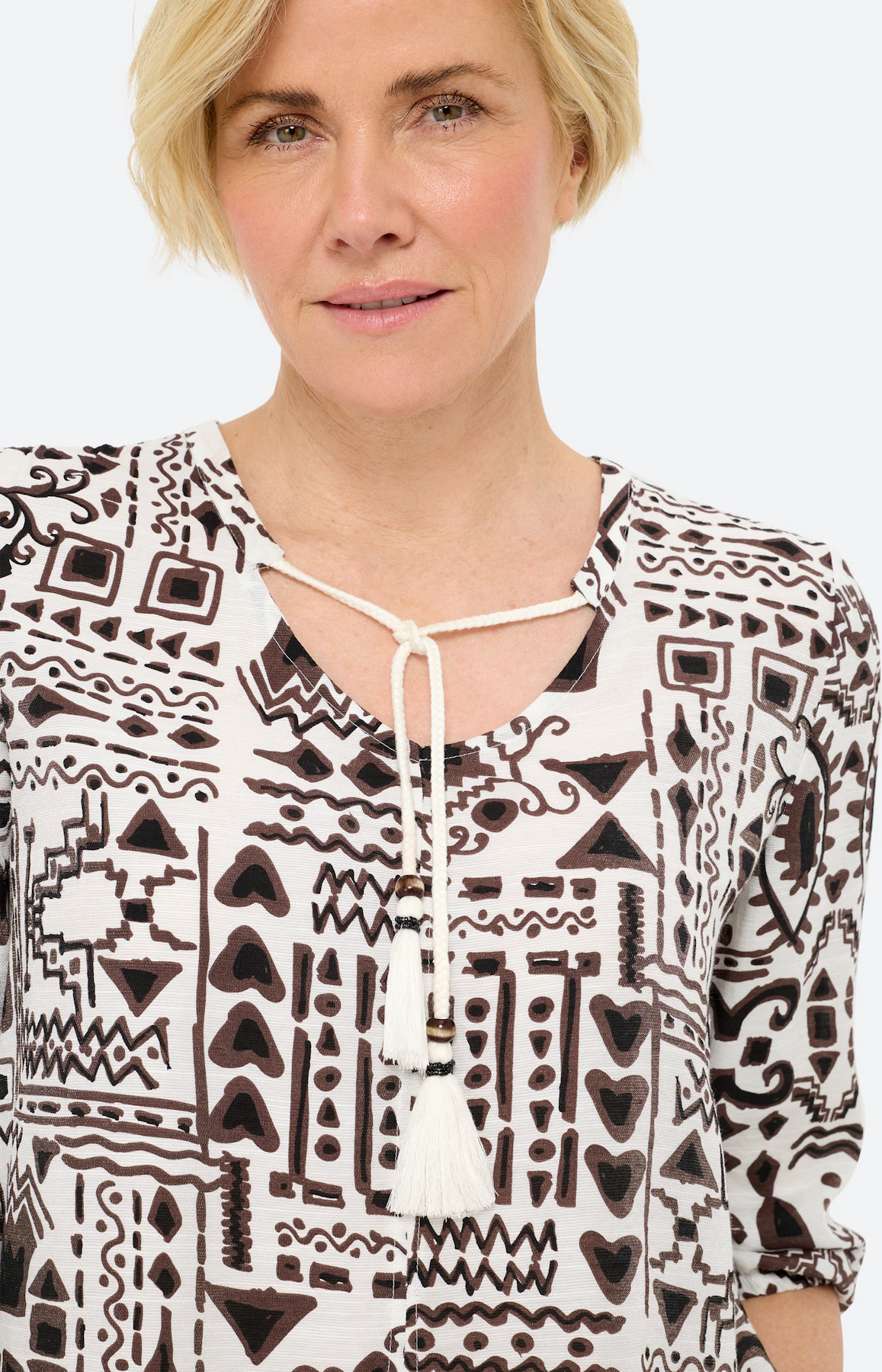 Blouse met kwastdetail, bruin