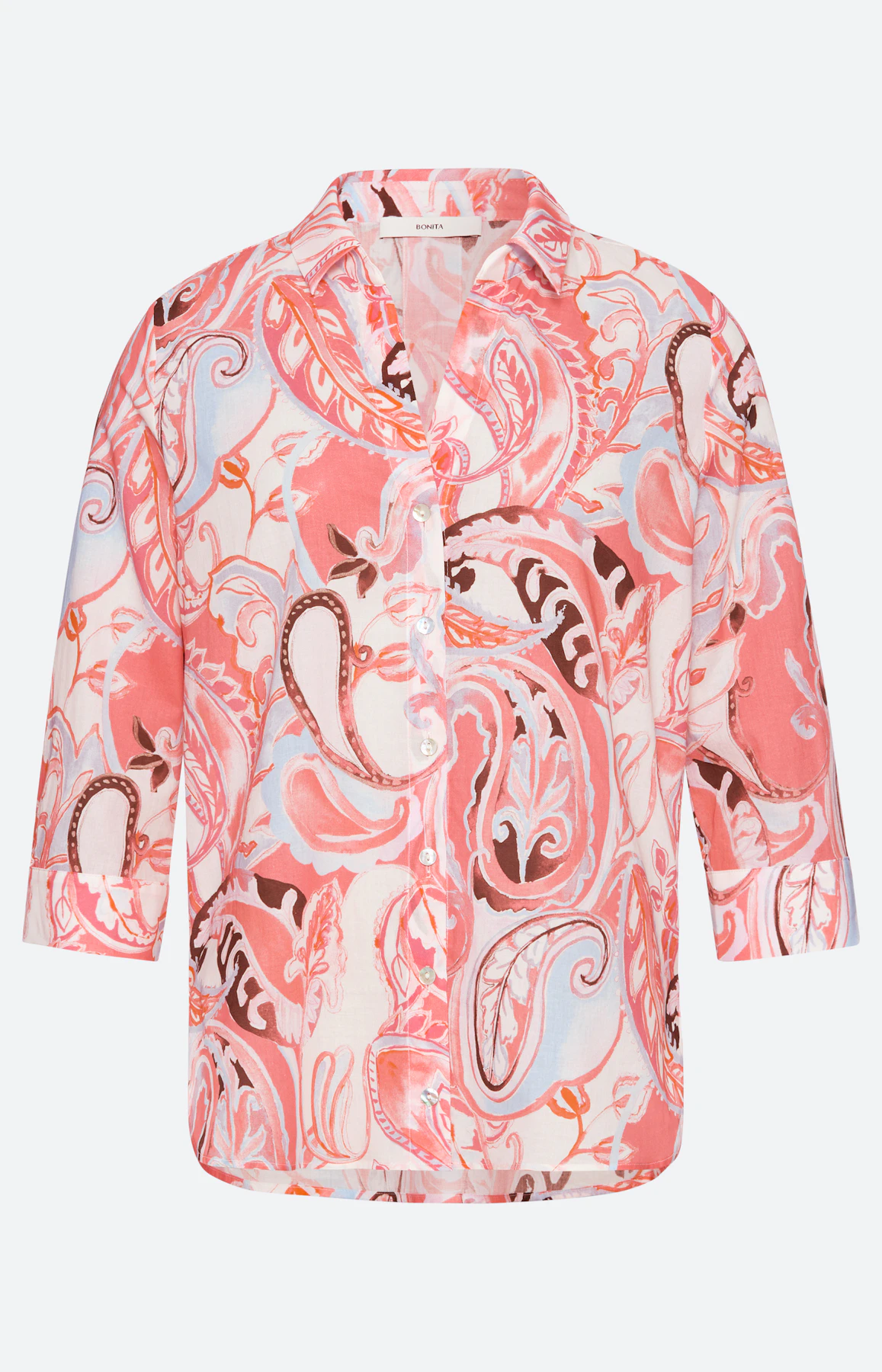 Blouse met omslagfunctie, koraal