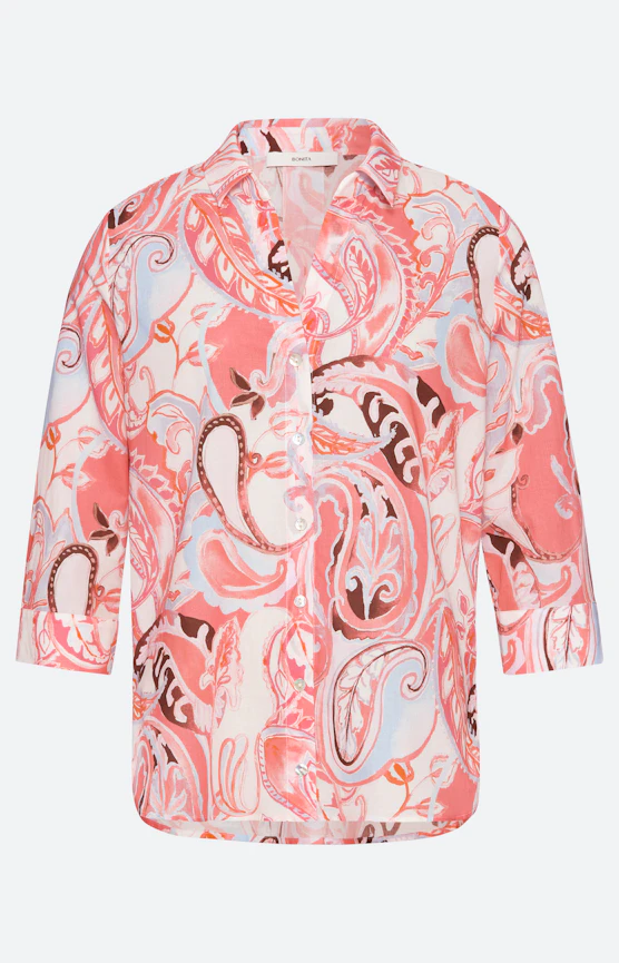 Blouse met omslagfunctie, koraal