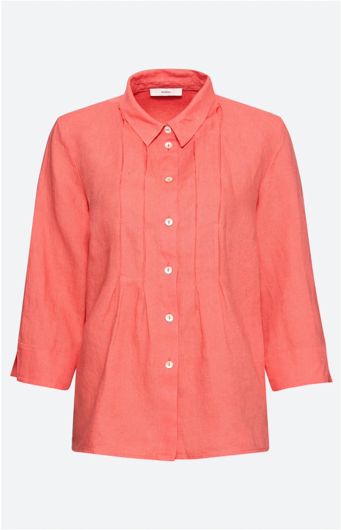 Blouse met plooien, koraal
