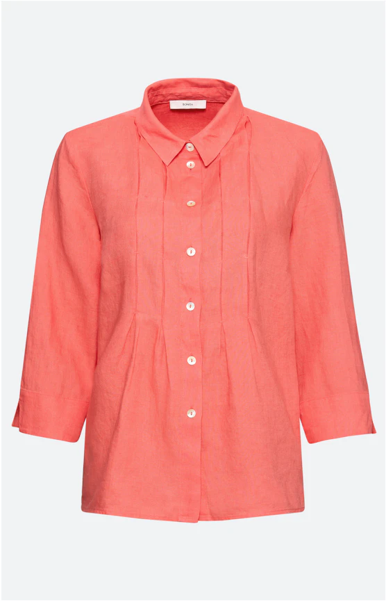 Blouse met plooien, koraal