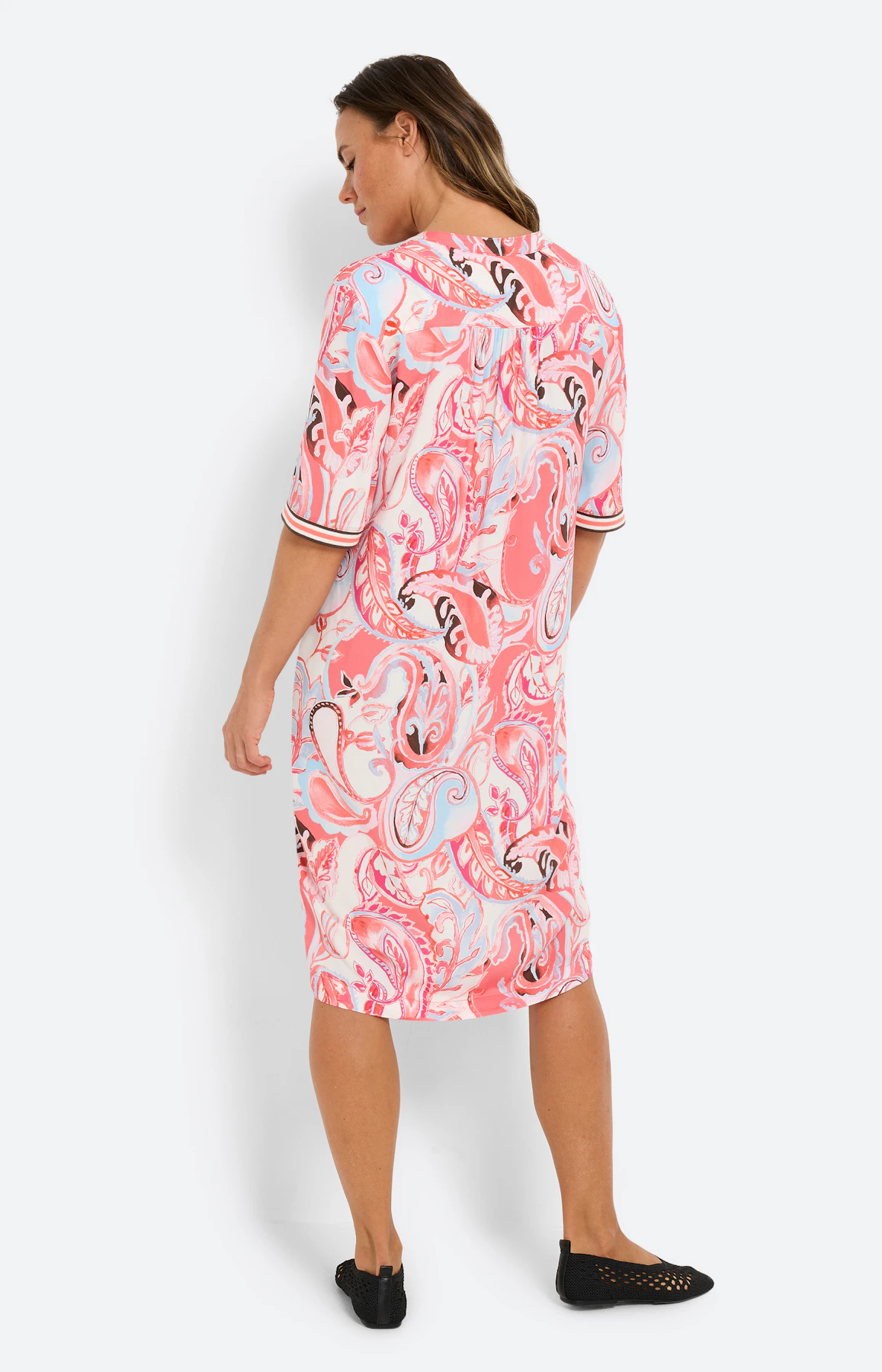 Jurk met paisleymotief, koraal