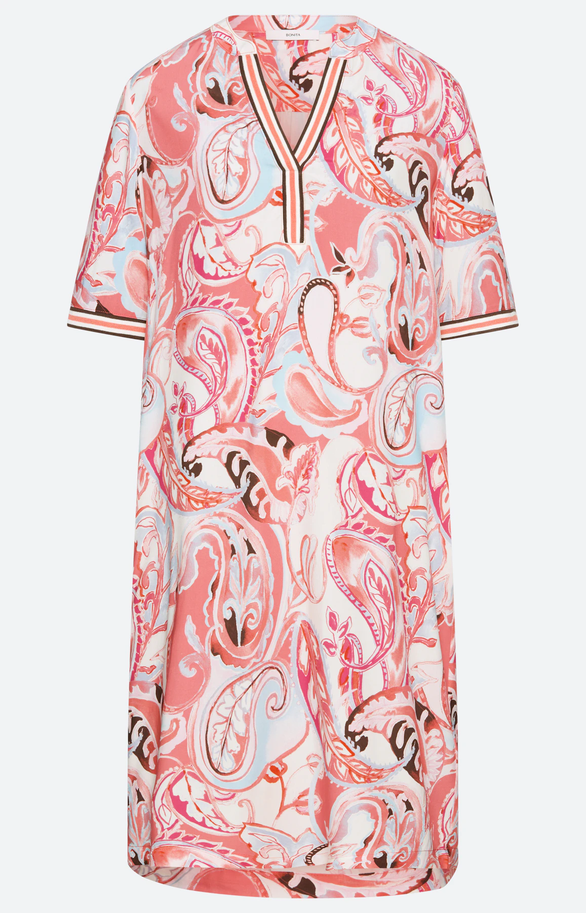 Jurk met paisleymotief, koraal