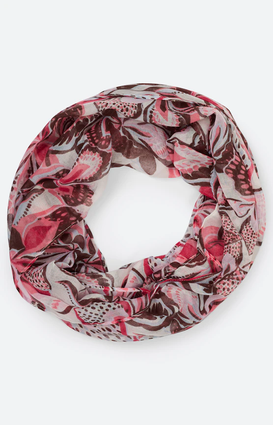 Loopschal mit Blumenmuster, koralle