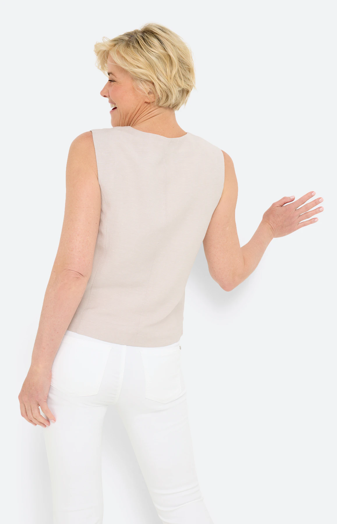 Gilet van linnen, beige