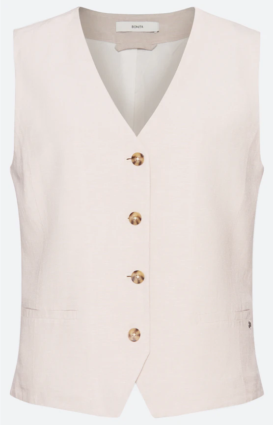 Weste aus Leinen, beige