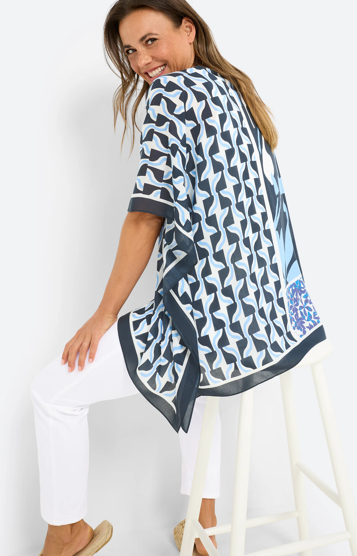 Tuniek met bloemenprint, navy