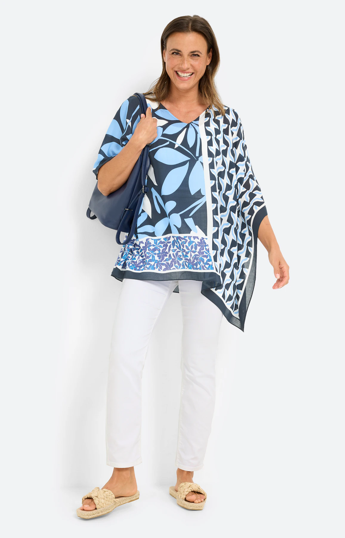Tuniek met bloemenprint, navy