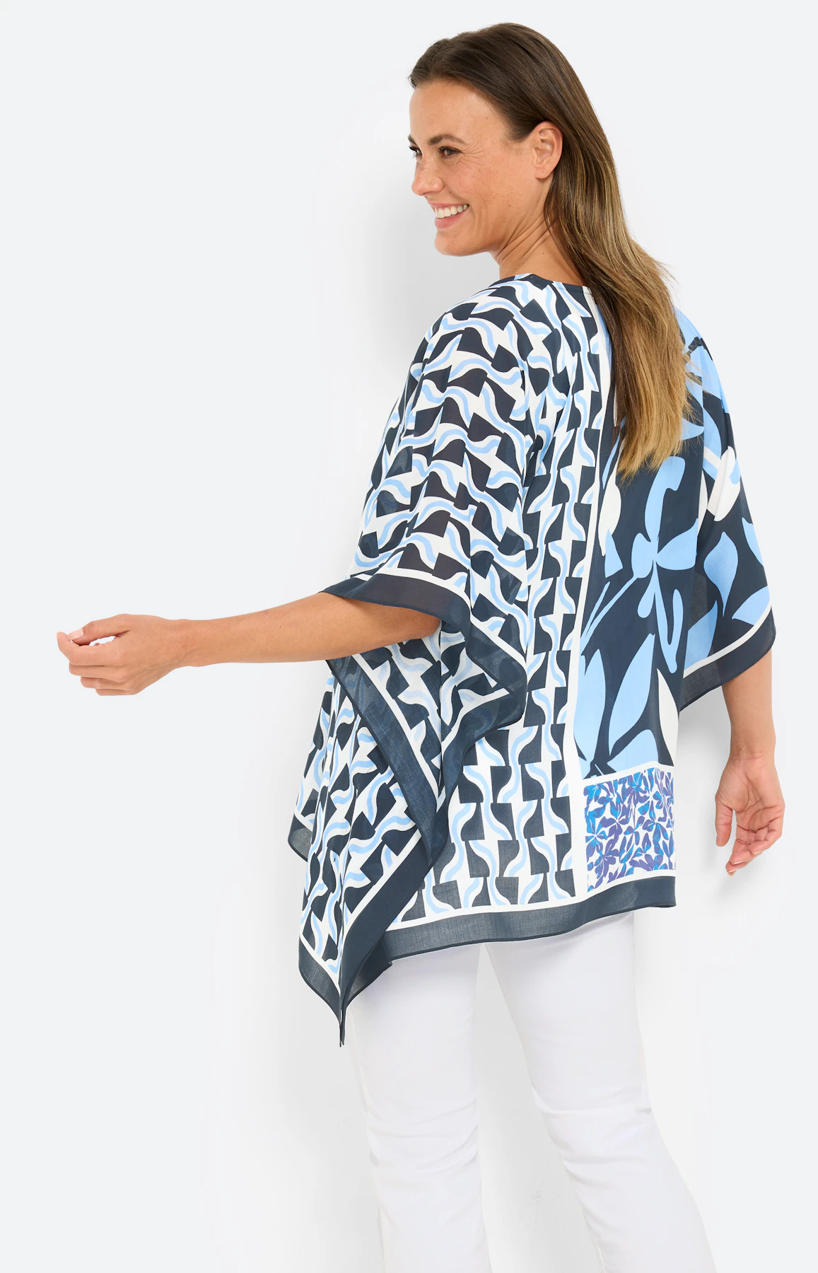Tuniek met bloemenprint, navy
